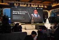 Sebagai bagian dari perayaan 25 tahun Intelix perusahaan menggelar Gala Dinner. Dalam foto, Direktur IGCG Agung Susanto tengah memberikan sambutan di acara Gala Dinner perusahaan.